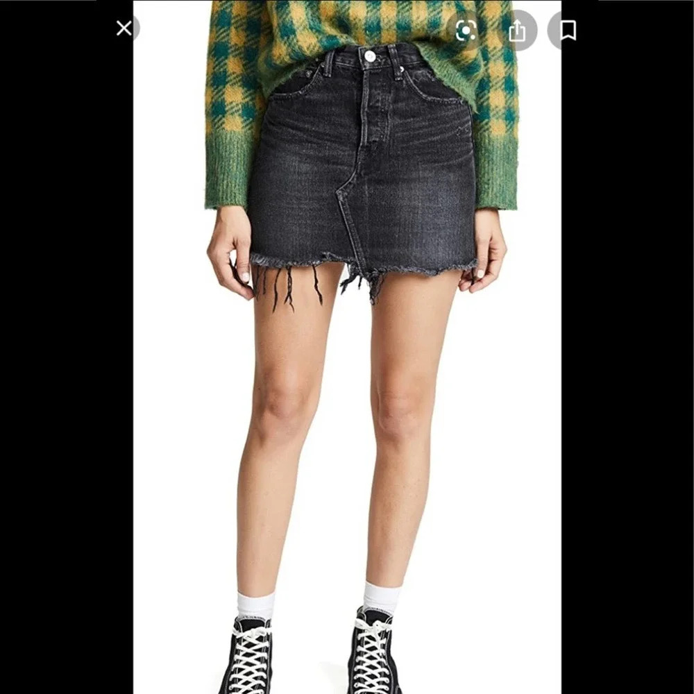 Moussy Vintage Libby Black Distressed Skirt Size 27